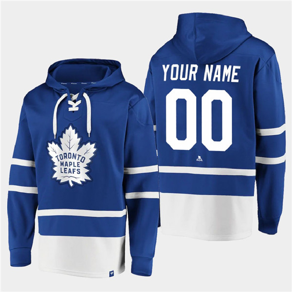 Men's Toronto Maple Leafs Active Player Custom Blue All Stitched Sweatshirt Hoodie - Click Image to Close